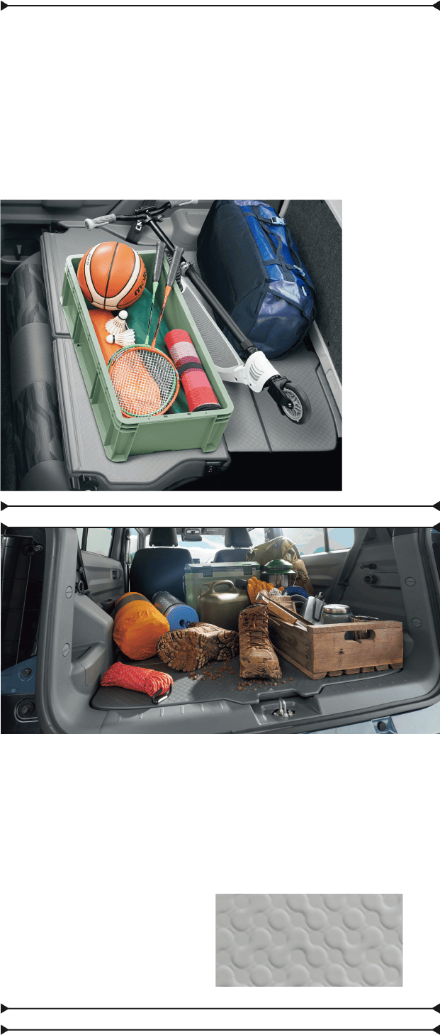 大きな荷物もすっきり積載フルフラットシート。汚れにくいシートバック加工